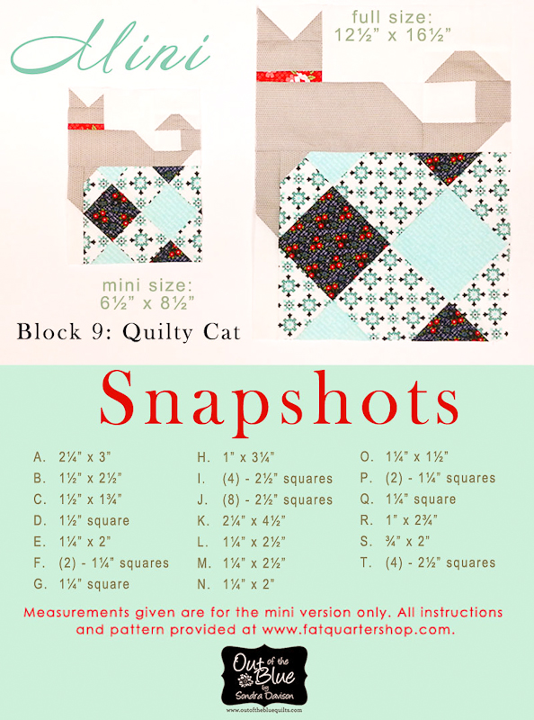Snapshots Quilt-Along Mini Quilt Block 9 Pattern│Out of the Blue Quilts