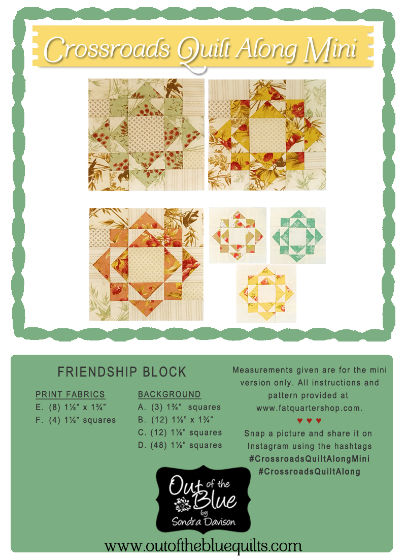 Crossroads Quilt Along Friendship Block │ Out of the Blue Quilts by Sondra Davison