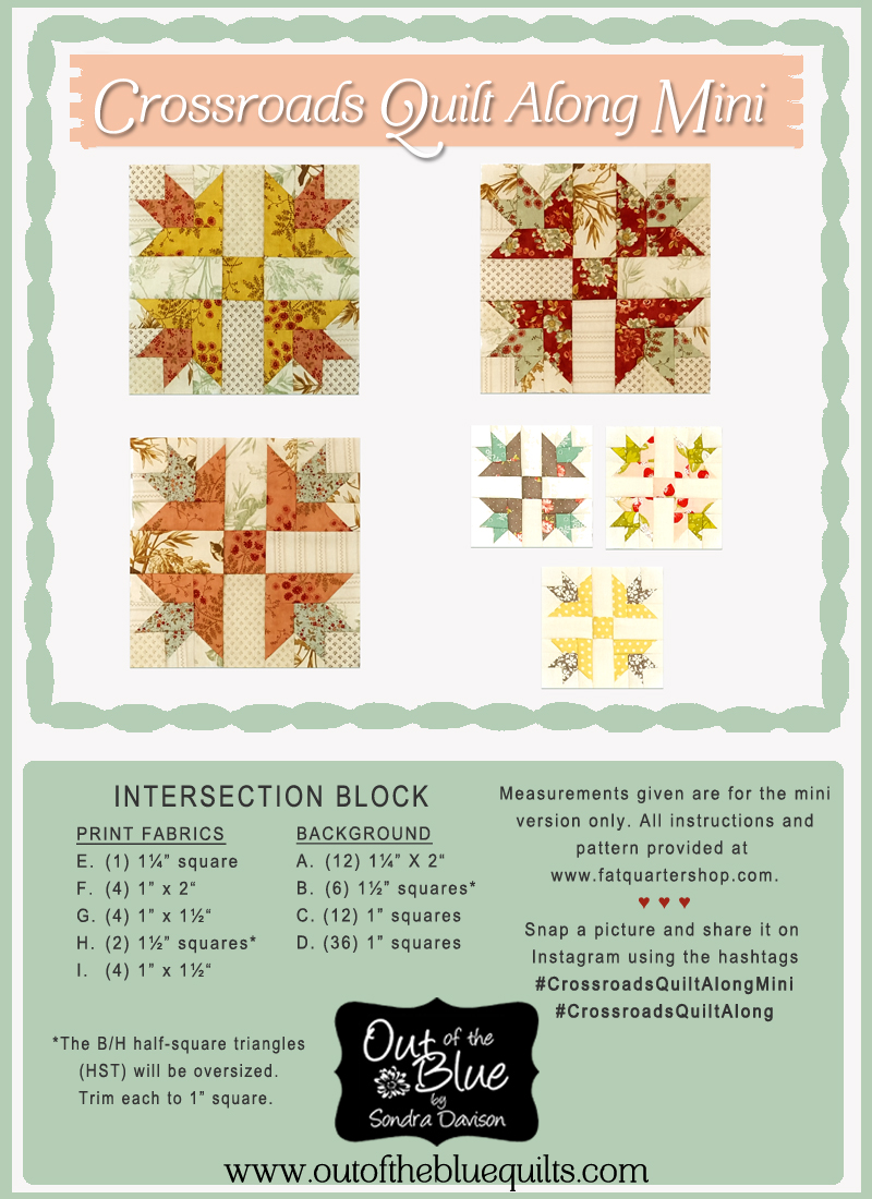 Crossroads Quilt Along Mini Intersection Block 5 │ Out of the Blue Quilts by Sondra Davison
