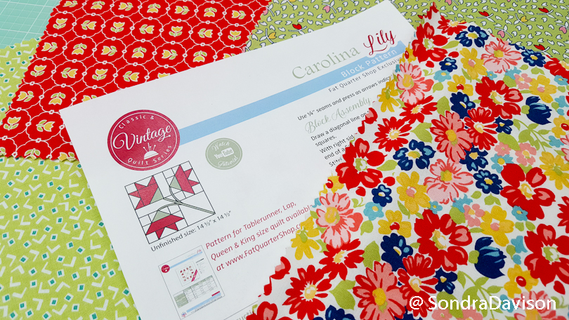 preparing fabrics for carolina lily quilt block