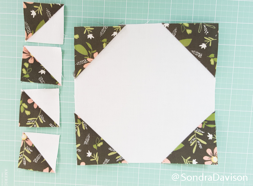 snowball quilt block and bonus HSTs